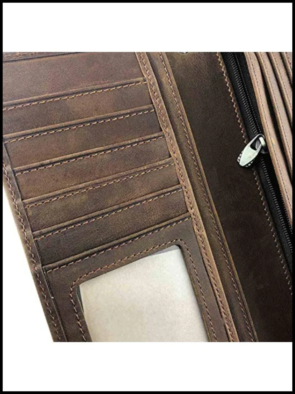 Men's Biker Crazy Horse Leather Long Chain Wallet Multi-card Coin Wallet Purse